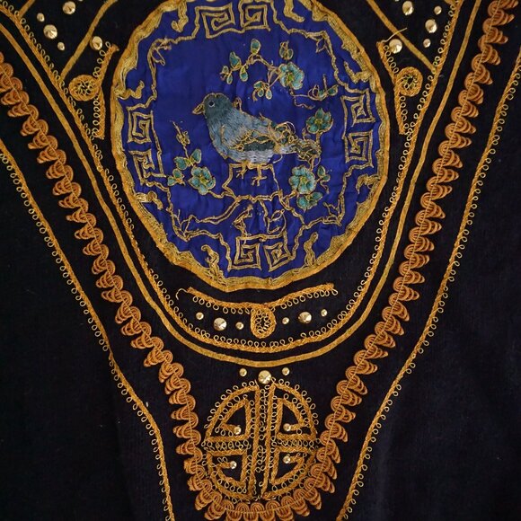 Vintage Bonnie And Company Black Beaded Cotton Knit Sweater Old Money Boho L - Picture 5 of 10